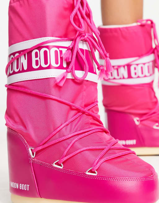 Moon Boot Icon waterproof nylon knee boot in bright pink