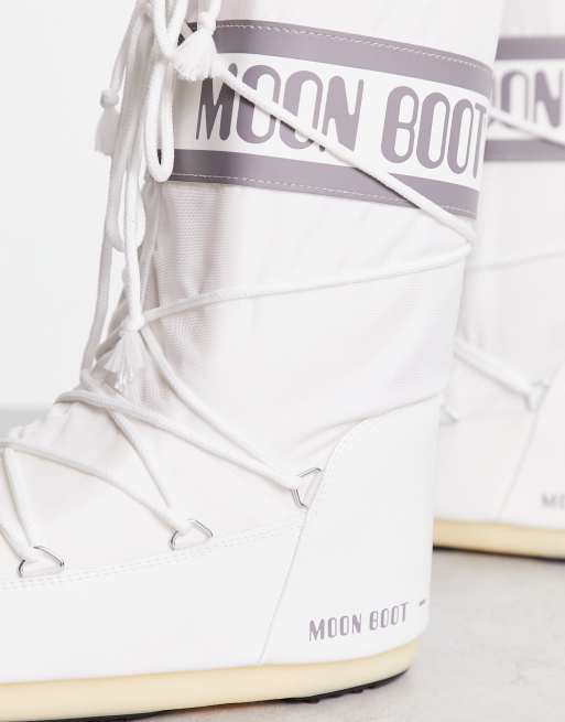 Moon Boot Icon waterproof nylon knee boots in white | ASOS