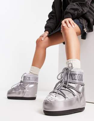 Moon Boot Moon Boot Icon waterproof nylon low boot in silver