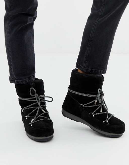 Moon Boot Low Suede Waterproof Boot in Black | ASOS