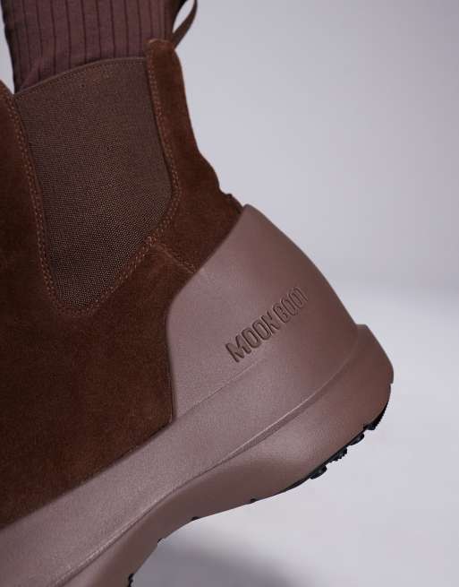 Moon Boot unisex Luna chelsea boots in brown | ASOS