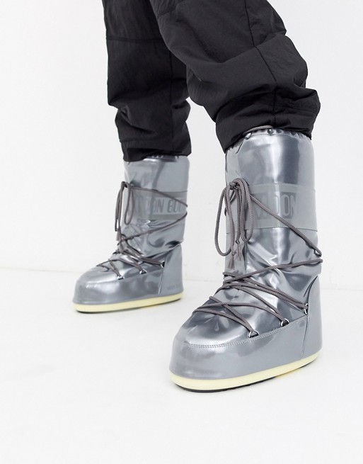 Moon Boot Vinil Met snow boots in silver