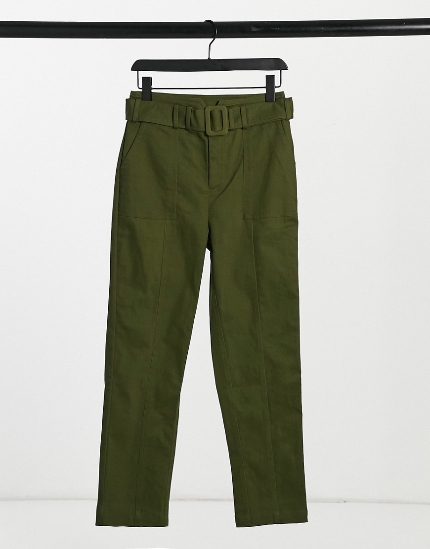 Moon River belted pants in olive green