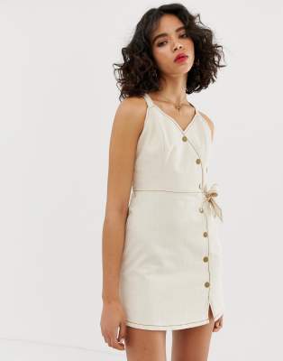 Moon River cami dress with button detail-Cream