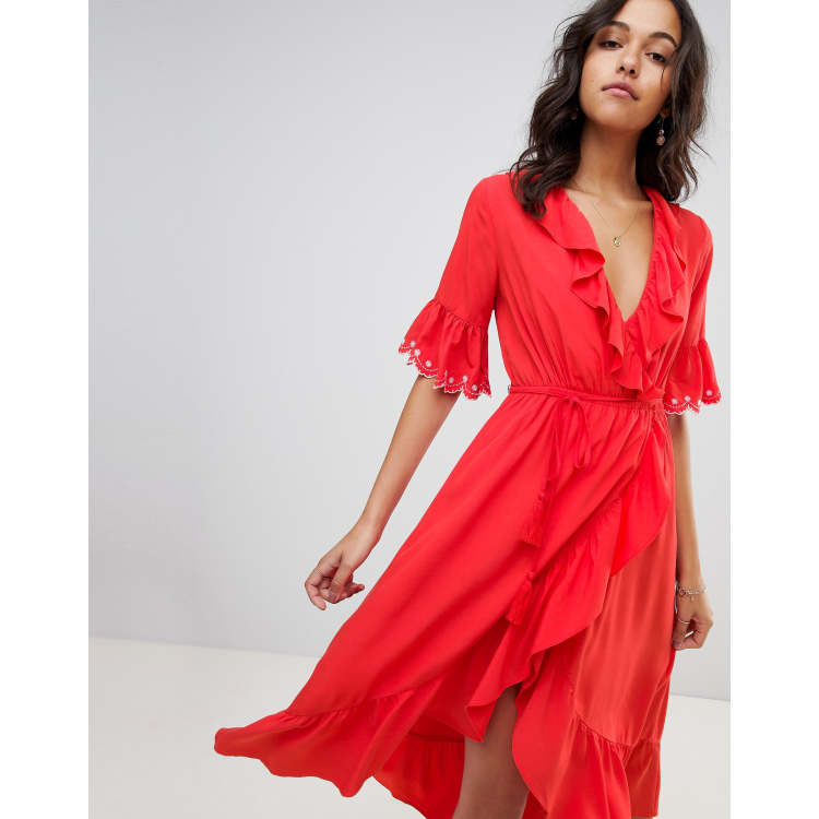 Moon River frill wrap midi dress | ASOS