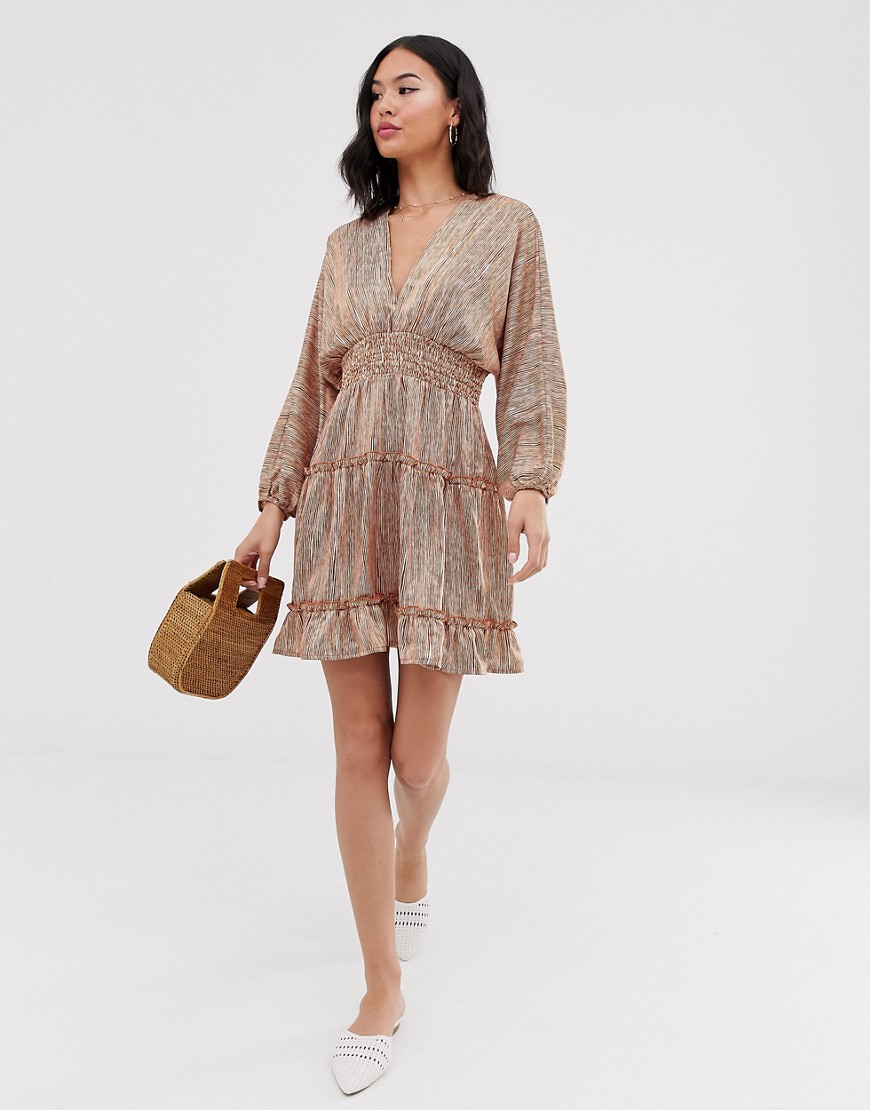 Moon River - Gelaagde mini-jurk met print-Beige