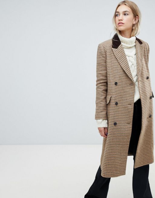 Moon River houndstooth double breasted coat | ASOS