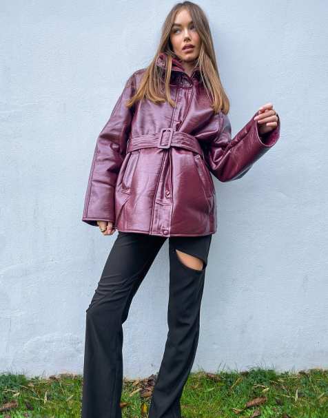 Damen Lederjacke Bikerjacke Kunstleder Jacken Asos