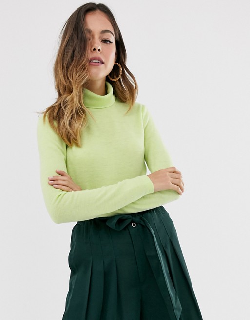 Moon River lime roll neck jumper