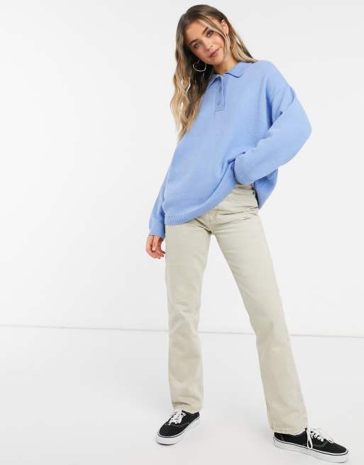Moon River long sleeve polo jumper in blue