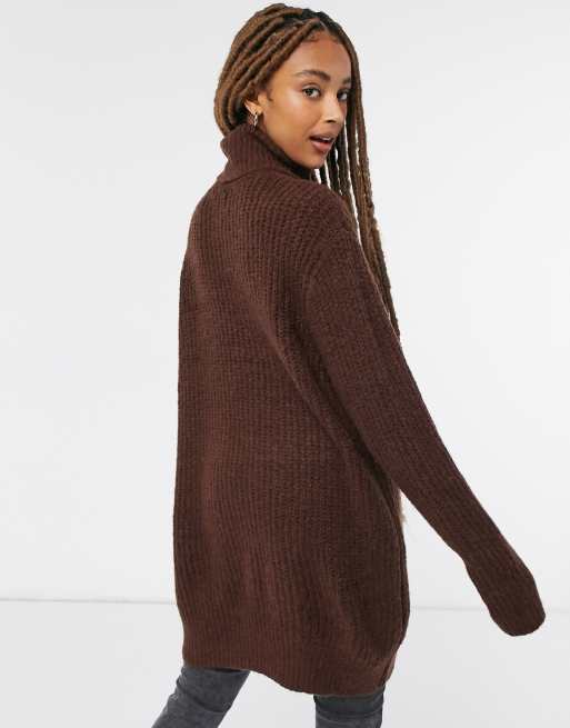 Moon River roll neck knitted jumper in brown
