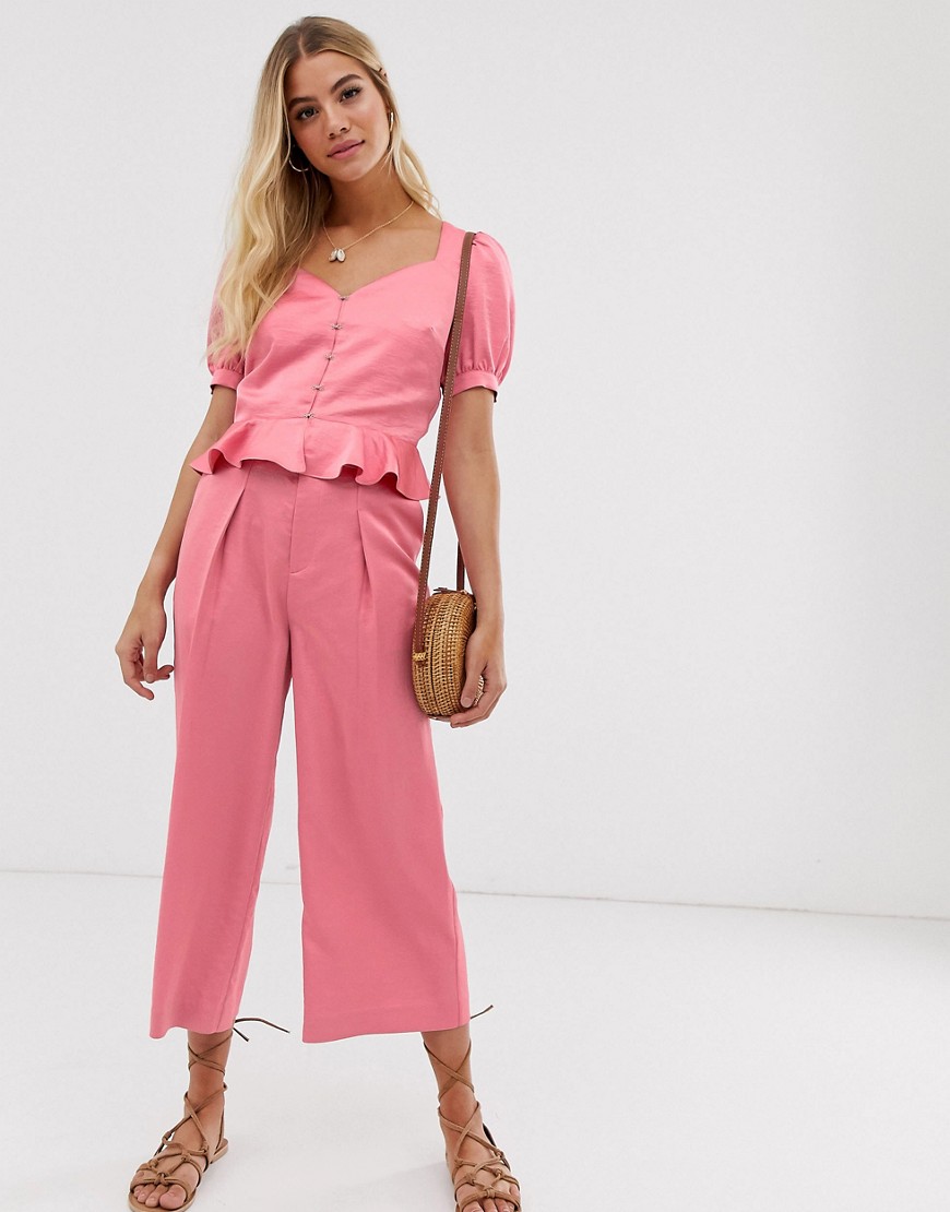 Moon River satin buckle trousers-Pink