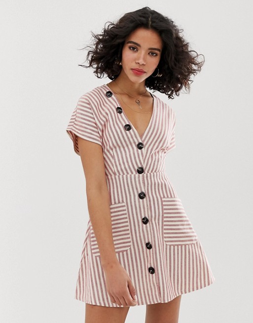 Moon River stripe skater dress with bow front
