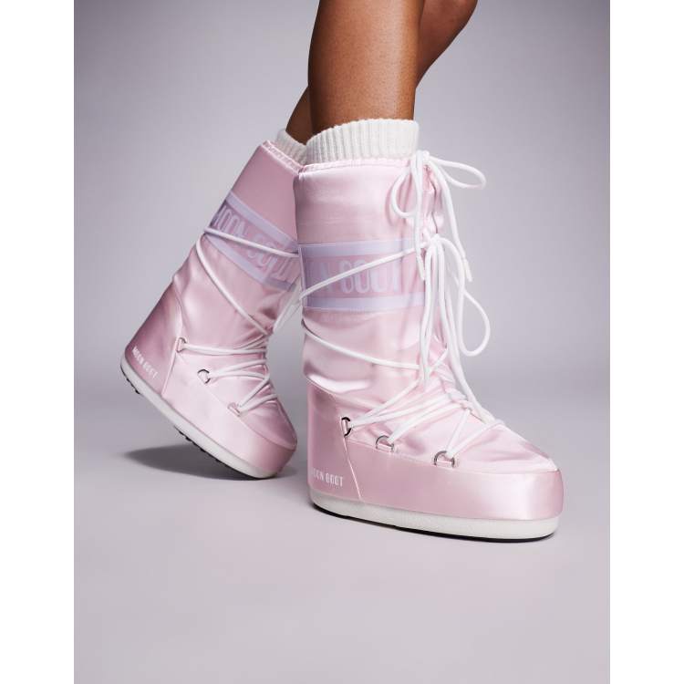 MOON BOOT ピンク スノーブーツ Moonboot Icon High Pearly snowboot in pink | ASOS