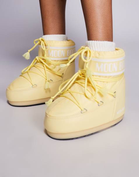 Moonboot – Icon – Ljusgula boots i nylon med låga skaft - view 1