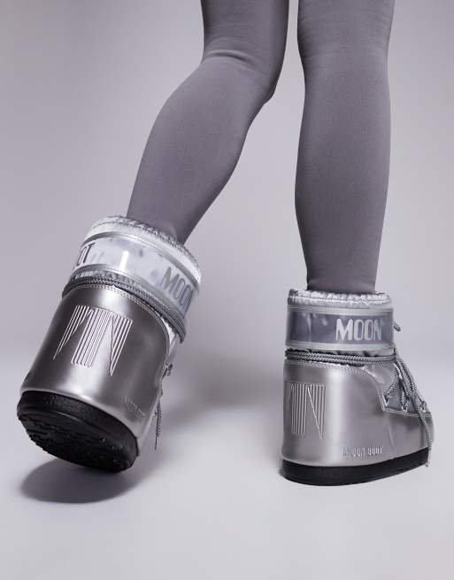 Moonboot Icon low boots in silver | ASOS