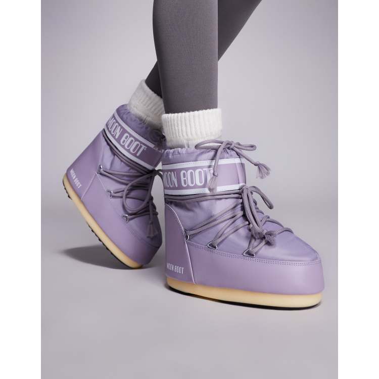 Moonboot Icon Low Nylon boots in lilac | ASOS