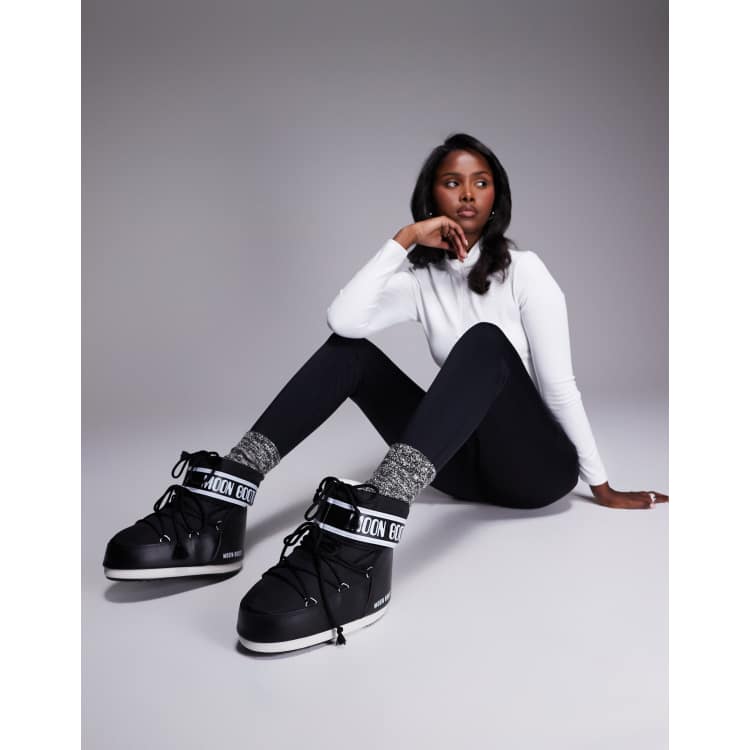 MOON BOOT　ICON LOW BLACK NYLON BOOTSブラック Moonboot Icon Low Nylon In Black | ASOS