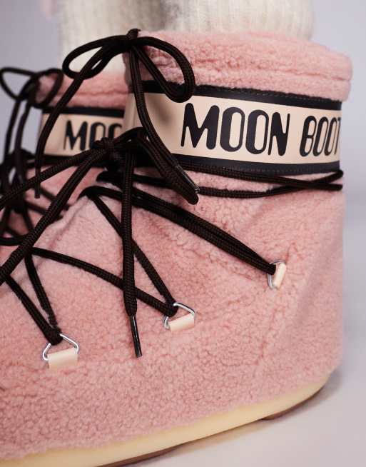 Moon Boot Icon Bassi Donna - Nylon Rosa - Taglia US 8 / EU 39 - Nuovi In Polibag