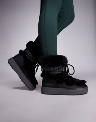 Moonboot - Ltrack - Bottes basses en fausse fourrure imperméable - Noir