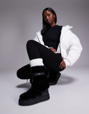 Moonboot - Ltrack - Bottes montantes en fausse fourrure imperméable - Noir