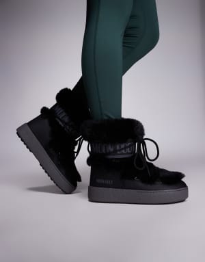 Moonboot Ltrack waterproof faux fur lo boot in black