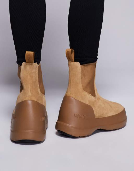 Moonboot unisex Luna chelsea boots in tan