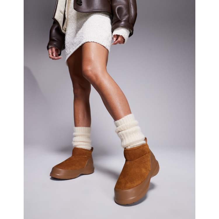 Moonboot unisex Luna Low boots in tan | ASOS