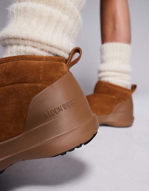 Moonboot unisex Luna Low boots in tan | ASOS