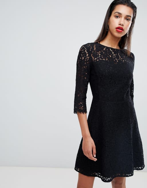 Morgan all over lace skater prom dress in black | ASOS