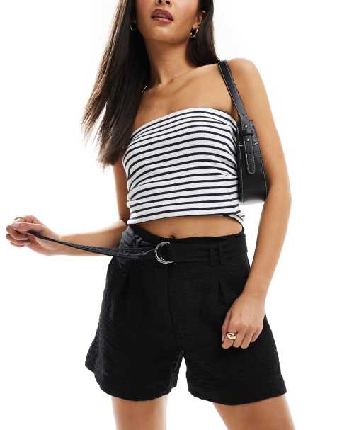 Morgan buckle detail tailored shorts in black - view 1