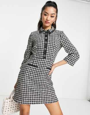 houndstooth print dress