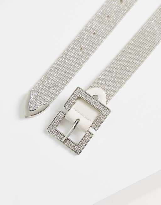 Morgan diamonte belt in silver