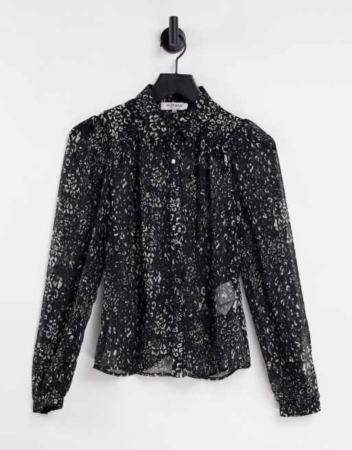 Morgan - Doorschijnende blouse in zwart met fijne print