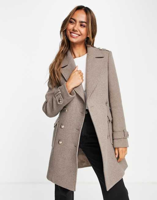 Morgan double breasted coat in mocha | ASOS