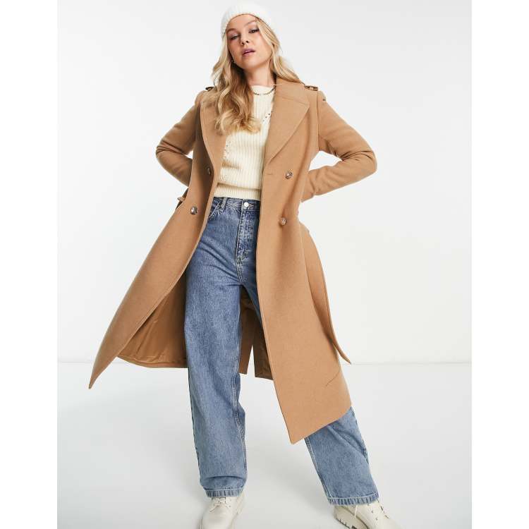 Morgan double breasted maxi coat in check sale