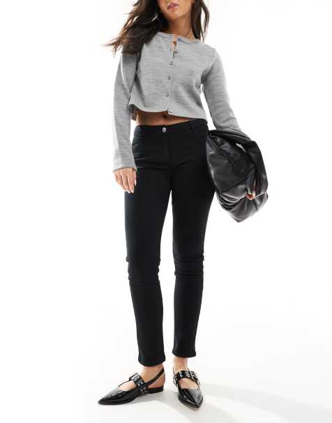 Morgan – Eng geschnittene Jeans in Schwarz mit tiefer Taille - view 1