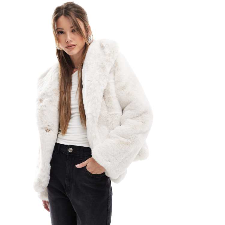 Morgan faux fur jacket in white | ASOS
