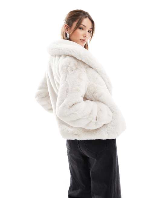 Morgan faux fur jacket in white | ASOS