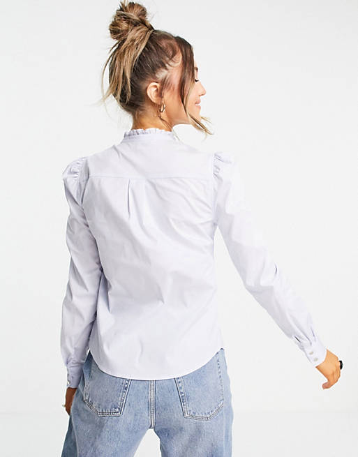  Shirts & Blouses/Morgan frill collar button front shirt in white 