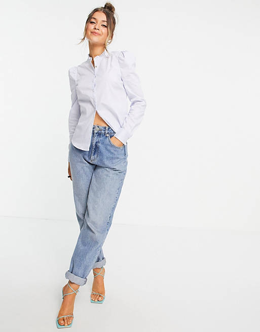  Shirts & Blouses/Morgan frill collar button front shirt in white 