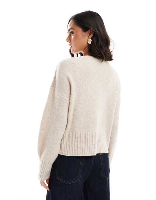 Beige Balloon Arm Cardigan Izabel London Cream Animal Print Tie