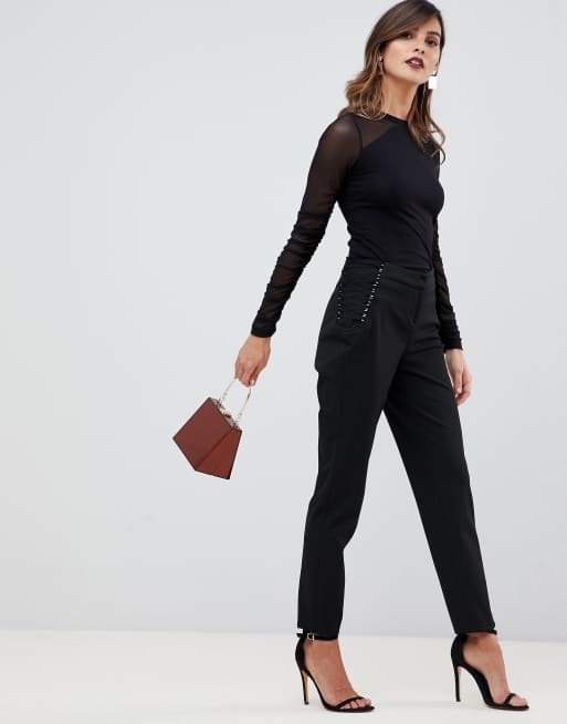 Lace up shop side cigarette trousers