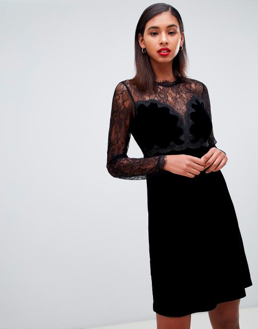 asos long sleeve lace mini prom dress