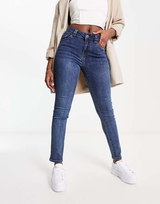 Morgan low waist skinny jeans in blue wash