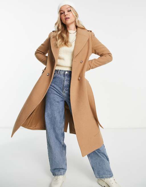 Morgan Manteau double boutonnage avec ceinture Caramel ASOS