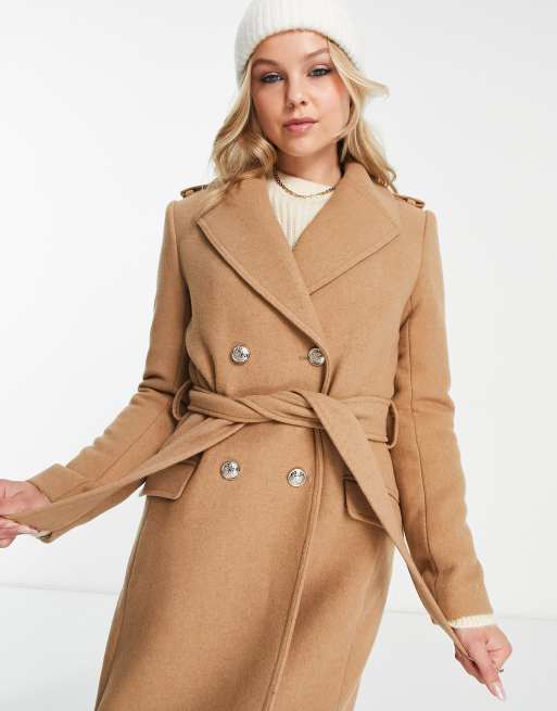 Morgan Manteau double boutonnage avec ceinture Caramel ASOS