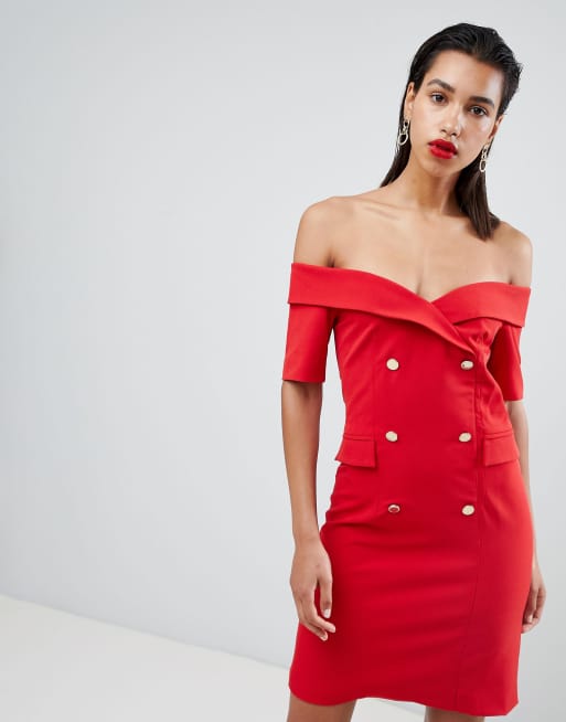 Red discount tuxedo dress