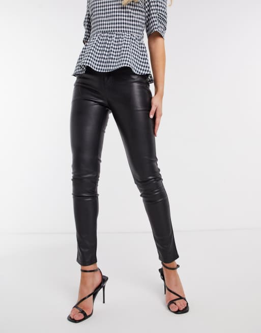 Morgan Pantalon skinny en PU d tail zipp Noir ASOS