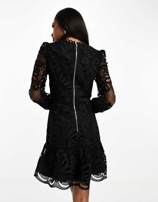 Indigo skies lace mini hotsell dress black